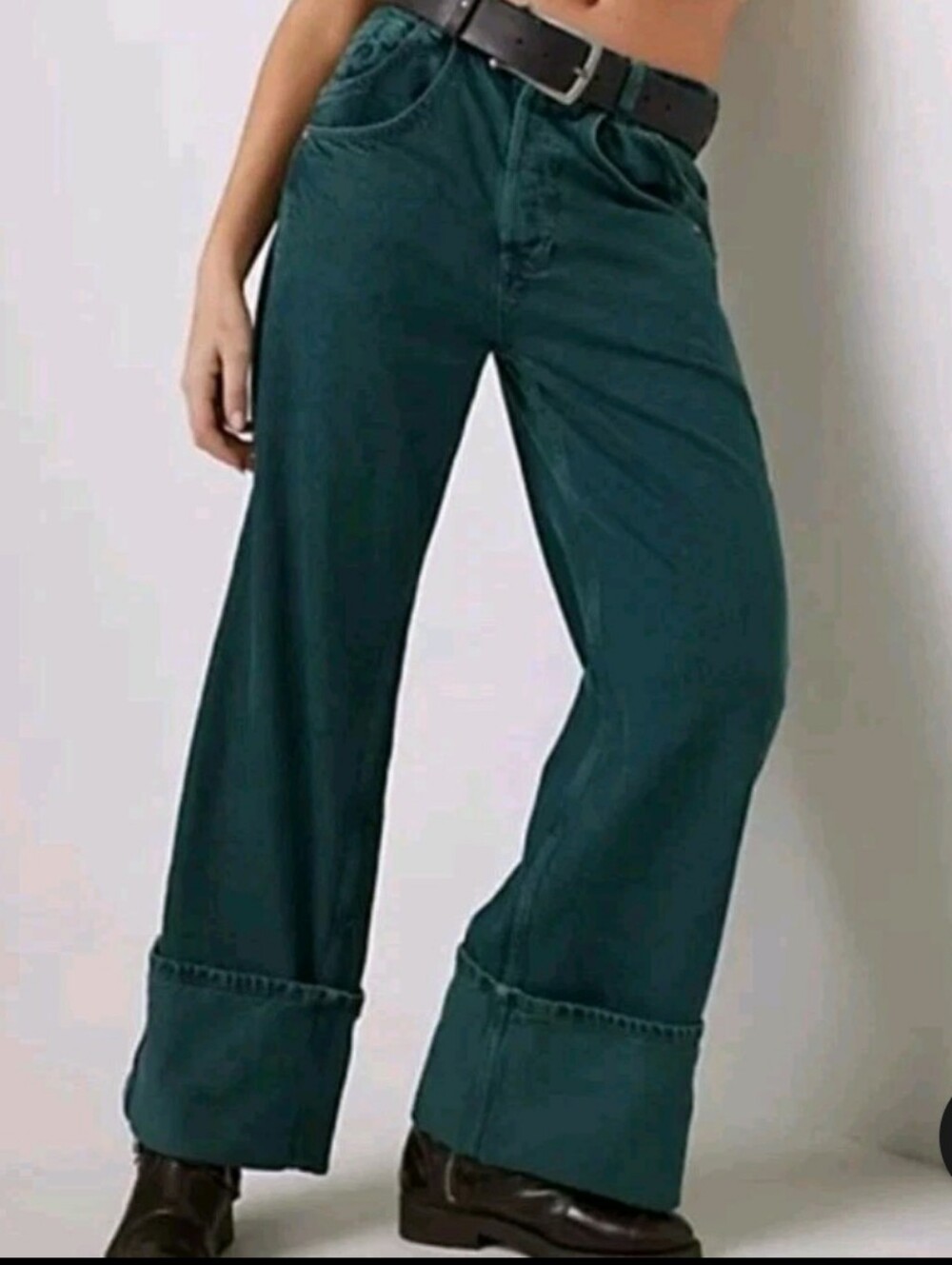 SOLD We The Free People Final Countdown Low Rise Cuffed Boyfriend Jean Teal - Picture 2 of 13